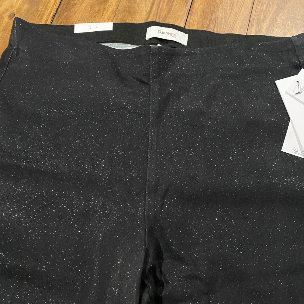 NWT SKINNY GIRL brand black sparkle jeggings sz14